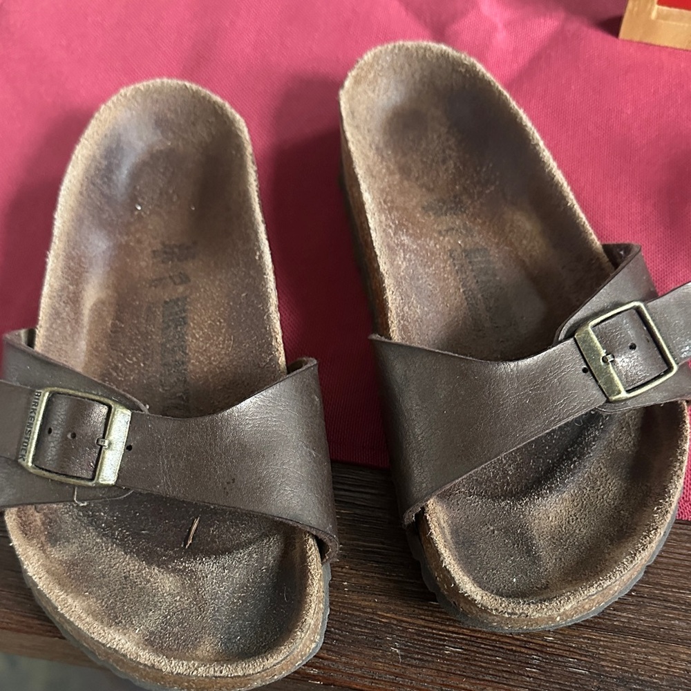 Birkenstock Brown Leather Cross-Strap Sandals